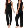 image:imageSWOMOG Maternity Nursing Robe Set 3 Piece Breastfeeding Pajamas 3 in 1 Labor Delivery Sleevless TopsampLong Pants Pregnancy PjsSleevelessblack