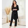 image:imageSWOMOG Maternity Nursing Robe Set 3 Piece Breastfeeding Pajamas 3 in 1 Labor Delivery Sleevless TopsampLong Pants Pregnancy PjsSleevelessblack Grey