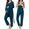 image:imageSWOMOG Maternity Nursing Robe Set 3 Piece Breastfeeding Pajamas 3 in 1 Labor Delivery Sleevless TopsampLong Pants Pregnancy PjsSleevelessdeep Blue