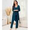 image:imageSWOMOG Maternity Nursing Robe Set 3 Piece Breastfeeding Pajamas 3 in 1 Labor Delivery Sleevless TopsampLong Pants Pregnancy PjsSleevelessdeep Blue