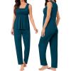 image:imageSWOMOG Maternity Nursing Robe Set 3 Piece Breastfeeding Pajamas 3 in 1 Labor Delivery Sleevless TopsampLong Pants Pregnancy PjsSleevelessdeep Blue