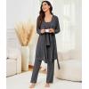 image:imageSWOMOG Maternity Nursing Robe Set 3 Piece Breastfeeding Pajamas 3 in 1 Labor Delivery Sleevless TopsampLong Pants Pregnancy PjsSleevelessdeep Grey