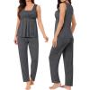 image:imageSWOMOG Maternity Nursing Robe Set 3 Piece Breastfeeding Pajamas 3 in 1 Labor Delivery Sleevless TopsampLong Pants Pregnancy PjsSleevelessdeep Grey