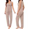 image:imageSWOMOG Maternity Nursing Robe Set 3 Piece Breastfeeding Pajamas 3 in 1 Labor Delivery Sleevless TopsampLong Pants Pregnancy PjsSleevelesslight Brown