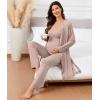 image:imageSWOMOG Maternity Nursing Robe Set 3 Piece Breastfeeding Pajamas 3 in 1 Labor Delivery Sleevless TopsampLong Pants Pregnancy PjsSleevelesslight Brown