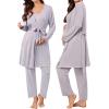 image:imageSWOMOG Maternity Nursing Robe Set 3 Piece Breastfeeding Pajamas 3 in 1 Labor Delivery Sleevless TopsampLong Pants Pregnancy PjsSleevelesslilac Purple