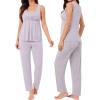 image:imageSWOMOG Maternity Nursing Robe Set 3 Piece Breastfeeding Pajamas 3 in 1 Labor Delivery Sleevless TopsampLong Pants Pregnancy PjsSleevelesslilac Purple