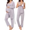 image:imageSWOMOG Maternity Nursing Robe Set 3 Piece Breastfeeding Pajamas 3 in 1 Labor Delivery Sleevless TopsampLong Pants Pregnancy PjsSleevelesslilac Purple