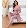 image:imageSWOMOG Maternity Nursing Robe Set 3 Piece Breastfeeding Pajamas 3 in 1 Labor Delivery Sleevless TopsampLong Pants Pregnancy PjsSleevelesstaro Purple