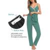 image:imageSWOMOG Maternity Nursing Robe Set 3 Piece Breastfeeding Pajamas 3 in 1 Labor Delivery Sleevless TopsampLong Pants Pregnancy PjsTeal Green