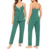 image:imageSWOMOG Maternity Nursing Robe Set 3 Piece Breastfeeding Pajamas 3 in 1 Labor Delivery Sleevless TopsampLong Pants Pregnancy PjsTeal Green