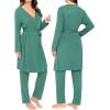 image:imageSWOMOG Maternity Nursing Robe Set 3 Piece Breastfeeding Pajamas 3 in 1 Labor Delivery Sleevless TopsampLong Pants Pregnancy PjsTeal Green