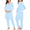 image:imageSWOMOG Maternity Nursing Robe Set 3 Piece Postpartum Breastfeeding Pajamas 3 in 1 Hospital Labor Delivery Pregnancy PjsBaby Bluepants