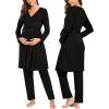 image:imageSWOMOG Maternity Nursing Robe Set 3 Piece Postpartum Breastfeeding Pajamas 3 in 1 Hospital Labor Delivery Pregnancy PjsBlack Greypants