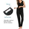 image:imageSWOMOG Maternity Nursing Robe Set 3 Piece Postpartum Breastfeeding Pajamas 3 in 1 Hospital Labor Delivery Pregnancy PjsBlack Greypants