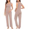 image:imageSWOMOG Maternity Nursing Robe Set 3 Piece Postpartum Breastfeeding Pajamas 3 in 1 Hospital Labor Delivery Pregnancy PjsLight Brownpants