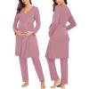 image:imageSWOMOG Maternity Nursing Robe Set 3 Piece Postpartum Breastfeeding Pajamas 3 in 1 Hospital Labor Delivery Pregnancy PjsTaro Purplepants