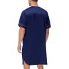 image:imageSWOMOG Mens Silk Satin Nightshirt Short Sleeve Loose Henley Sleep Shirt Comfy Nightgown Big amp Tall Men SleepwearDeep Navy Blue