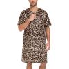 image:imageSWOMOG Mens Silk Satin Nightshirt Short Sleeve Loose Henley Sleep Shirt Comfy Nightgown Big amp Tall Men SleepwearLeopard