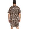 image:imageSWOMOG Mens Silk Satin Nightshirt Short Sleeve Loose Henley Sleep Shirt Comfy Nightgown Big amp Tall Men SleepwearLeopard