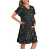 image:imageSWOMOG Nursing Nightgown 3 in 1 Labor and Delivery Hospital Gown Maternity Dress Short Sleeve Birthing Robe for BreastfeedingBlack Star