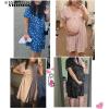 image:imageSWOMOG Nursing Nightgown 3 in 1 Labor and Delivery Hospital Gown Maternity Dress Short Sleeve Birthing Robe for BreastfeedingBlue White Flowers