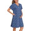 image:imageSWOMOG Nursing Nightgown 3 in 1 Labor and Delivery Hospital Gown Maternity Dress Short Sleeve Birthing Robe for BreastfeedingNavy Blue Heart