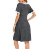image:imageSWOMOG Women 3 in 1 DeliveryLaborNursing Nightgown Short Sleeve Pleated Maternity Sleepwear for BreastfeedingShort Sleeve Deep Grey