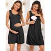 image:imageSWOMOG Women Maternity Nursing Gown and 34 Sleeve Robe Set Labor Delivery Nightgown Breastfeeding Hospital BathrobeBlack Grey