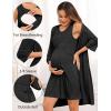 image:imageSWOMOG Women Maternity Nursing Gown and 34 Sleeve Robe Set Labor Delivery Nightgown Breastfeeding Hospital BathrobeBlack Grey