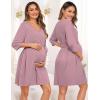 image:imageSWOMOG Women Maternity Nursing Gown and 34 Sleeve Robe Set Labor Delivery Nightgown Breastfeeding Hospital BathrobeTaro Purple