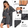 image:imageSWOMOG Womens Maternity Robe 2 Piece Nursing Nightgown for Breastfeeding 3 in 1 Labor Delivery Nursing Dress Lace BathrobeAdark Gray