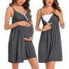 image:imageSWOMOG Womens Maternity Robe 2 Piece Nursing Nightgown for Breastfeeding 3 in 1 Labor Delivery Nursing Dress Lace BathrobeAdark Gray