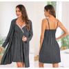 image:imageSWOMOG Womens Maternity Robe 2 Piece Nursing Nightgown for Breastfeeding 3 in 1 Labor Delivery Nursing Dress Lace BathrobeAdark Gray