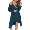 image:imageSWOMOG Womens Maternity Robe 2 Piece Nursing Nightgown for Breastfeeding 3 in 1 Labor Delivery Nursing Dress Lace BathrobeBlue Green