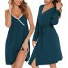 image:imageSWOMOG Womens Maternity Robe 2 Piece Nursing Nightgown for Breastfeeding 3 in 1 Labor Delivery Nursing Dress Lace BathrobeBlue Green