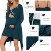 image:imageSWOMOG Womens Maternity Robe 2 Piece Nursing Nightgown for Breastfeeding 3 in 1 Labor Delivery Nursing Dress Lace BathrobeBlue Green