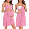 image:imageSWOMOG Womens Maternity Robe 2 Piece Nursing Nightgown for Breastfeeding 3 in 1 Labor Delivery Nursing Dress Lace BathrobeCoral Point