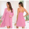 image:imageSWOMOG Womens Maternity Robe 2 Piece Nursing Nightgown for Breastfeeding 3 in 1 Labor Delivery Nursing Dress Lace BathrobeCoral Point