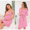 image:imageSWOMOG Womens Maternity Robe 2 Piece Nursing Nightgown for Breastfeeding 3 in 1 Labor Delivery Nursing Dress Lace BathrobeCoral Point