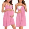 image:imageSWOMOG Womens Maternity Robe 2 Piece Nursing Nightgown for Breastfeeding 3 in 1 Labor Delivery Nursing Dress Lace BathrobeCoral Point