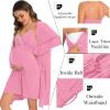 image:imageSWOMOG Womens Maternity Robe 2 Piece Nursing Nightgown for Breastfeeding 3 in 1 Labor Delivery Nursing Dress Lace BathrobeCoral Point