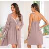 image:imageSWOMOG Womens Maternity Robe 2 Piece Nursing Nightgown for Breastfeeding 3 in 1 Labor Delivery Nursing Dress Lace BathrobeCtaro Purple