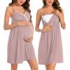 image:imageSWOMOG Womens Maternity Robe 2 Piece Nursing Nightgown for Breastfeeding 3 in 1 Labor Delivery Nursing Dress Lace BathrobeCtaro Purple