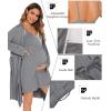 image:imageSWOMOG Womens Maternity Robe 2 Piece Nursing Nightgown for Breastfeeding 3 in 1 Labor Delivery Nursing Dress Lace BathrobeGrey