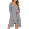 image:imageSWOMOG Womens Maternity Robe 2 Piece Nursing Nightgown for Breastfeeding 3 in 1 Labor Delivery Nursing Dress Lace BathrobeGrey