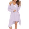 image:imageSWOMOG Womens Maternity Robe 2 Piece Nursing Nightgown for Breastfeeding 3 in 1 Labor Delivery Nursing Dress Lace BathrobeLilac