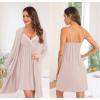 image:imageSWOMOG Womens Maternity Robe 2 Piece Nursing Nightgown for Breastfeeding 3 in 1 Labor Delivery Nursing Dress Lace BathrobeOatmeal Ash