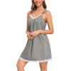 image:imageSWOMOG Nightgown and Robe Sets for Women 2 Piece Sleeveless Sexy Lace Strap Pajamas and 34 Sleeves Bathrobe with PocketsDeep Grey
