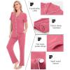 image:imageSWOMOG Women Pajama Sets TwoPiece Nightwear Short Sleeve Sleepwear Button Down Pj Lounge Sets with Long PantsCoral
